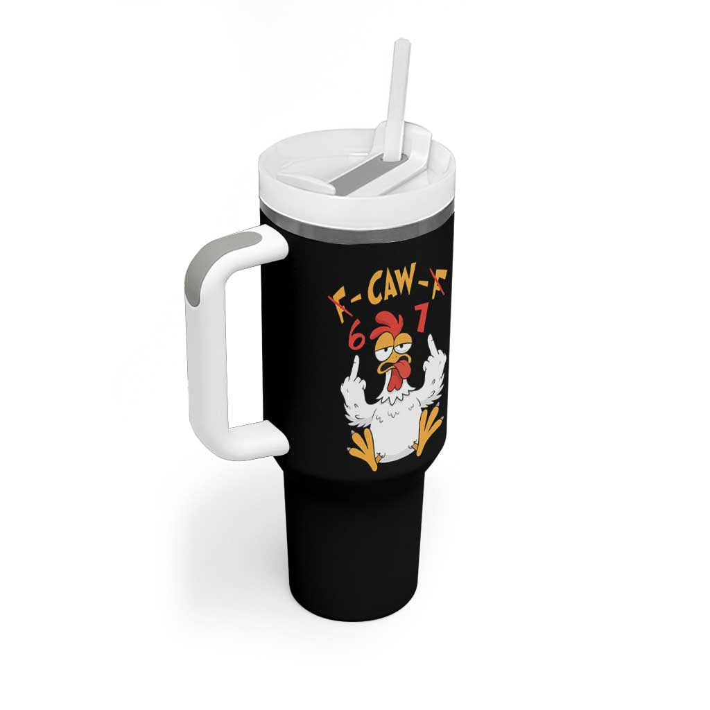 Funny F Caw F 67 Meme Tumbler With Handle Cartoon Chicken Six Seven Poultry Humor - Wonder Print Shop