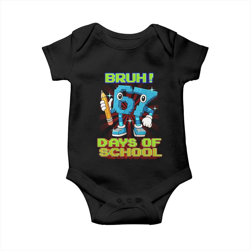 Funny Bruh 67 Days Of School Baby Onesie Six Seven Meme Pixel Game Gen Alpha - Wonder Print Shop