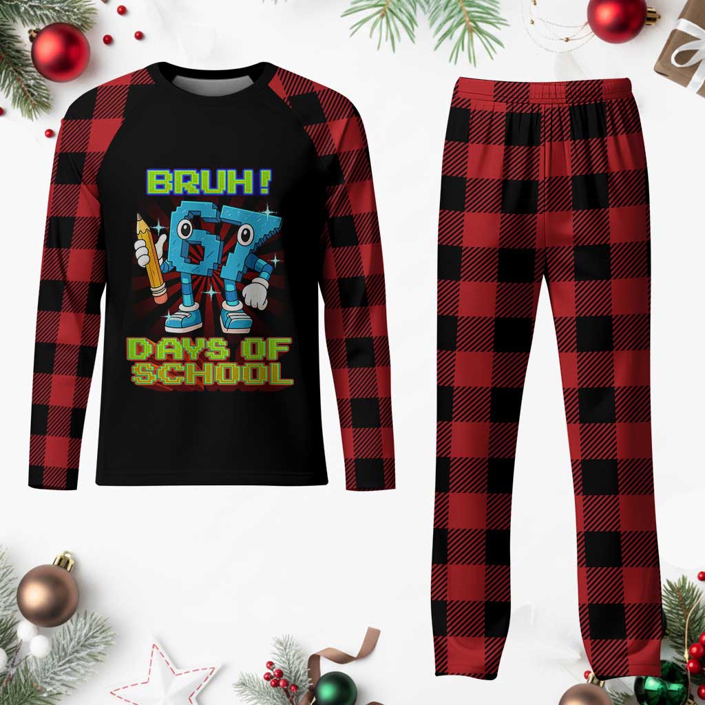 Funny Bruh 67 Days Of School Plaid Pajama Set Six Seven Meme Pixel Game Gen Alpha - Wonder Print Shop