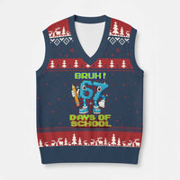 Funny Bruh 67 Days Of School V-Neck Knit Sweater Vest Six Seven Meme Pixel Game Gen Alpha - Wonder Print Shop