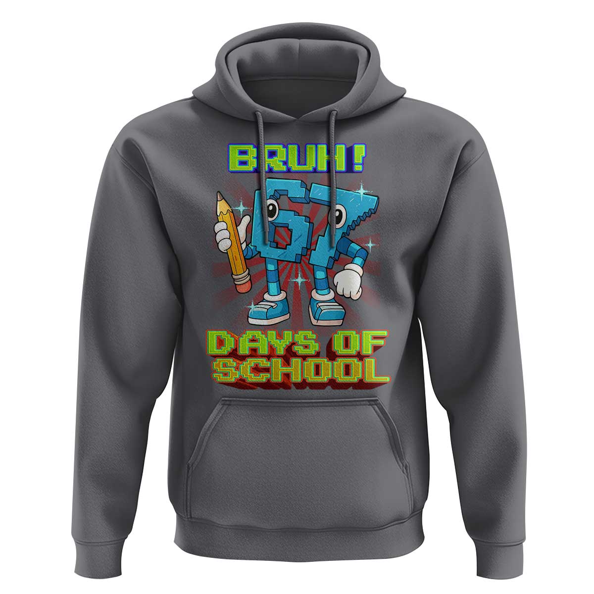 Funny Bruh 67 Days Of School Hoodie Six Seven Meme Pixel Game Gen Alpha - Wonder Print Shop
