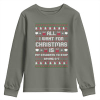 All I Want For Christmas Is My Students To Stop Saying 67 Youth Sweatshirt Funny Xmas Six Seven Teacher - Wonder Print Shop