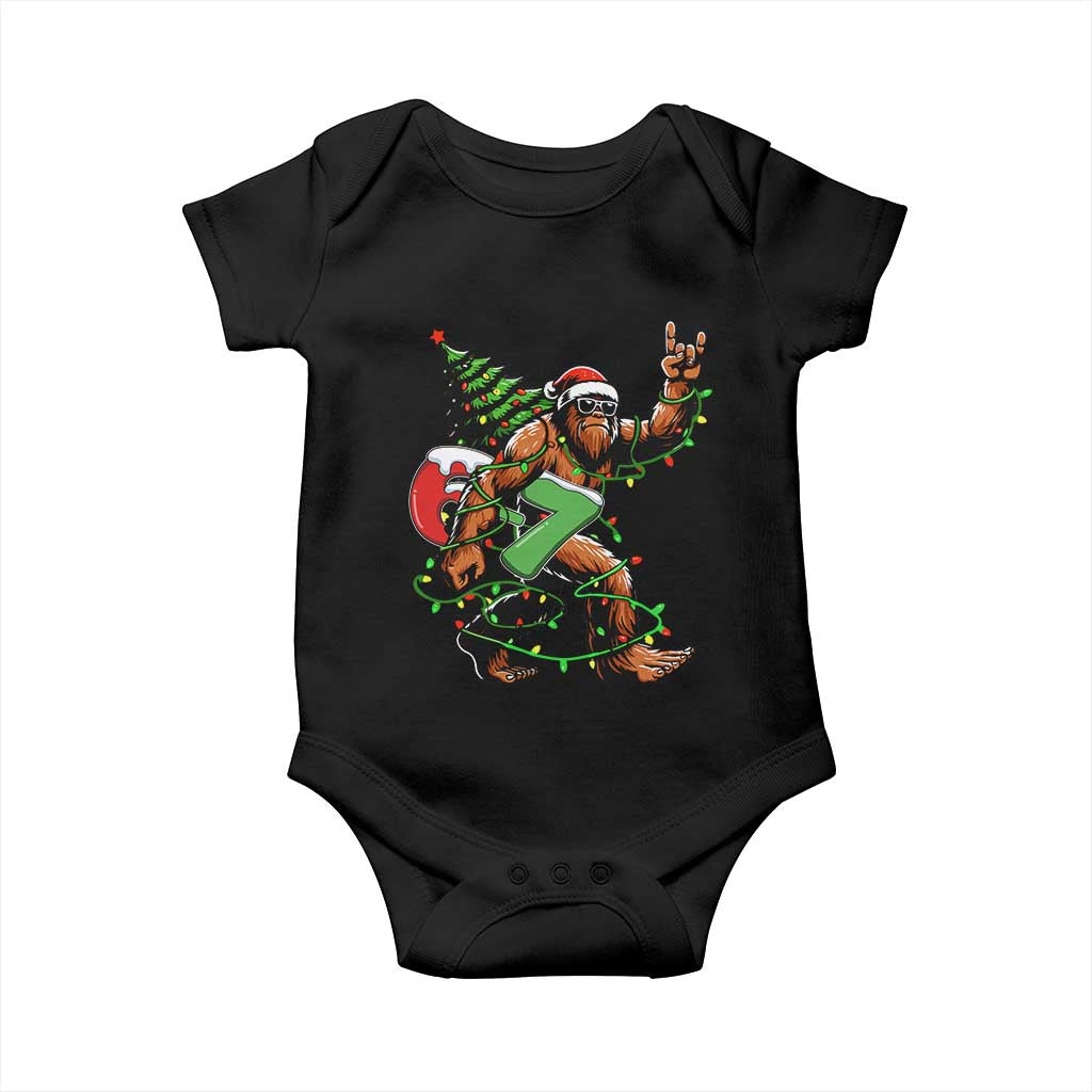 Funny Santa Bigfoot 67 Christmas Tree Xmas Lights Baby Onesie - Wonder Print Shop