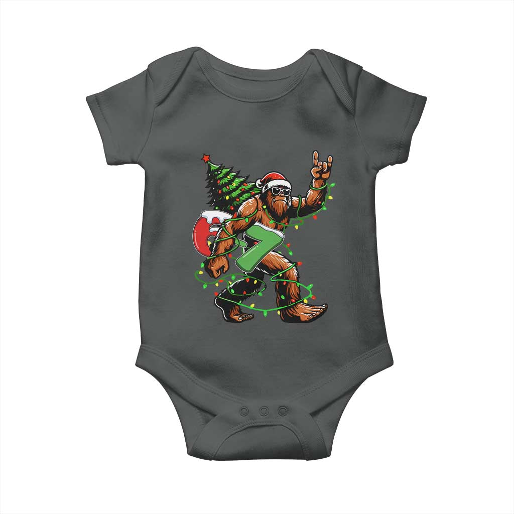 Funny Santa Bigfoot 67 Christmas Tree Xmas Lights Baby Onesie - Wonder Print Shop