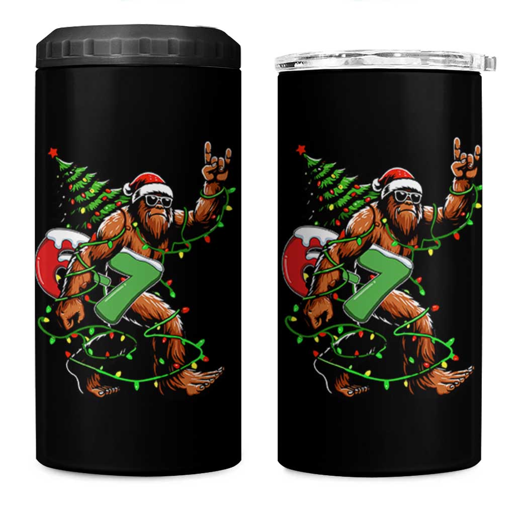 Funny Santa Bigfoot 67 Christmas Tree Xmas Lights 4 in 1 Can Cooler Tumbler - Wonder Print Shop