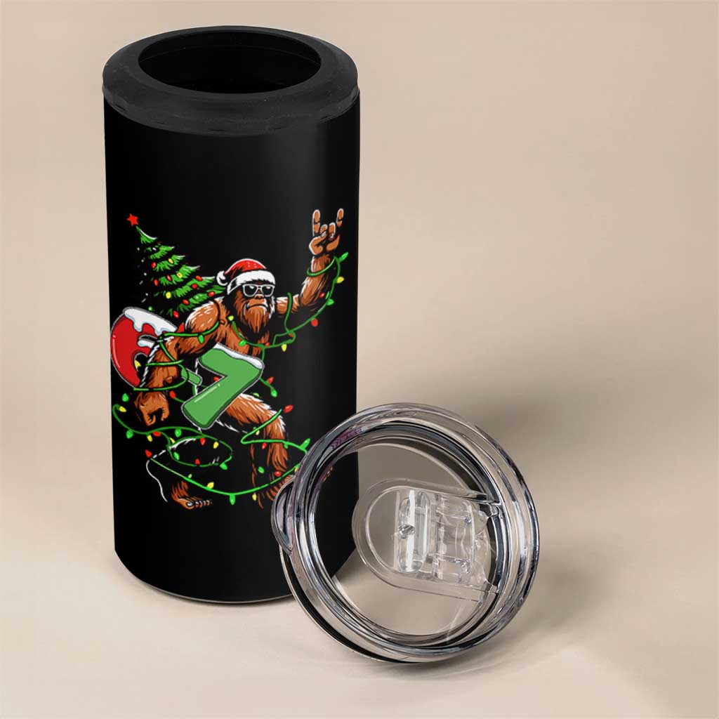 Funny Santa Bigfoot 67 Christmas Tree Xmas Lights 4 in 1 Can Cooler Tumbler - Wonder Print Shop