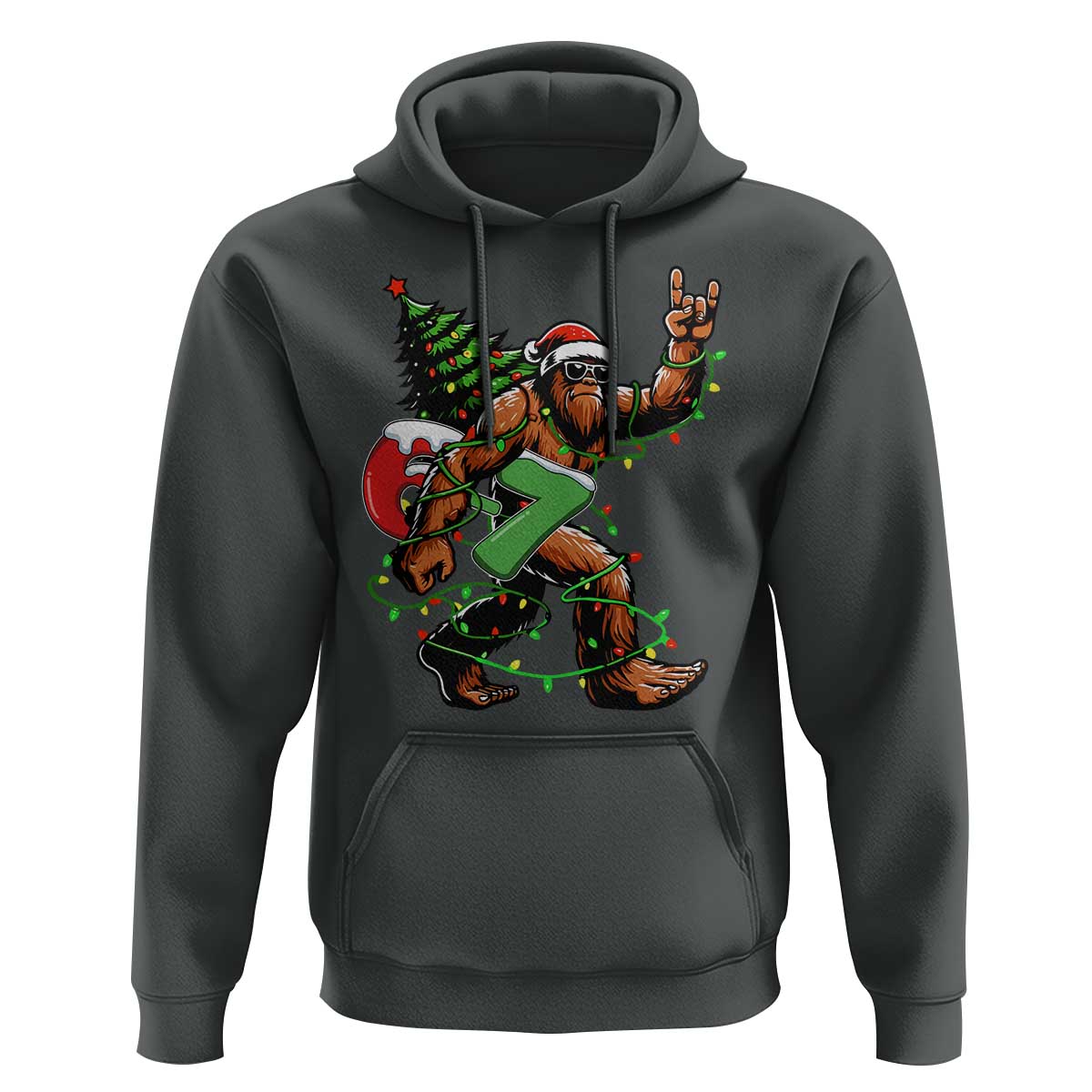 Funny Santa Bigfoot 67 Christmas Tree Xmas Lights Hoodie - Wonder Print Shop