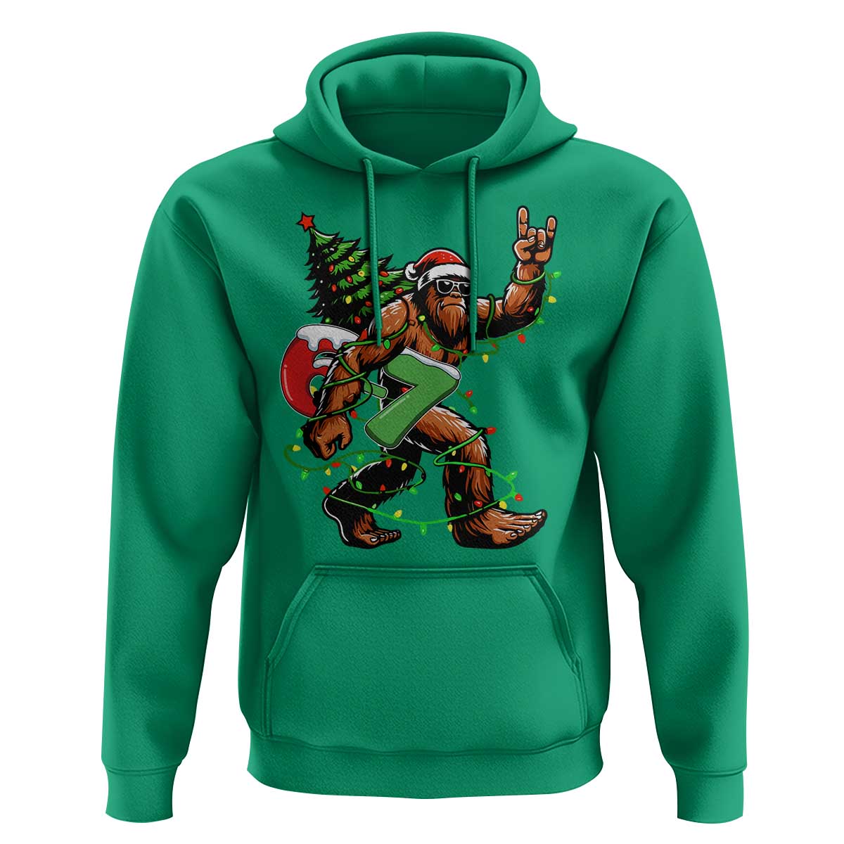 Funny Santa Bigfoot 67 Christmas Tree Xmas Lights Hoodie - Wonder Print Shop
