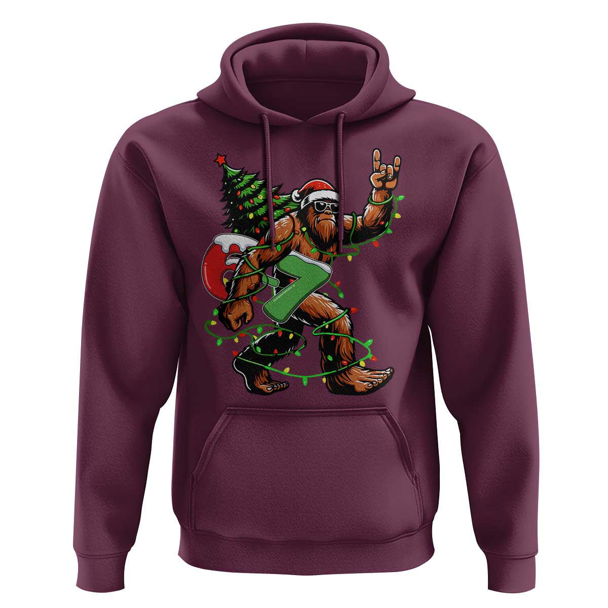 Funny Santa Bigfoot 67 Christmas Tree Xmas Lights Hoodie - Wonder Print Shop