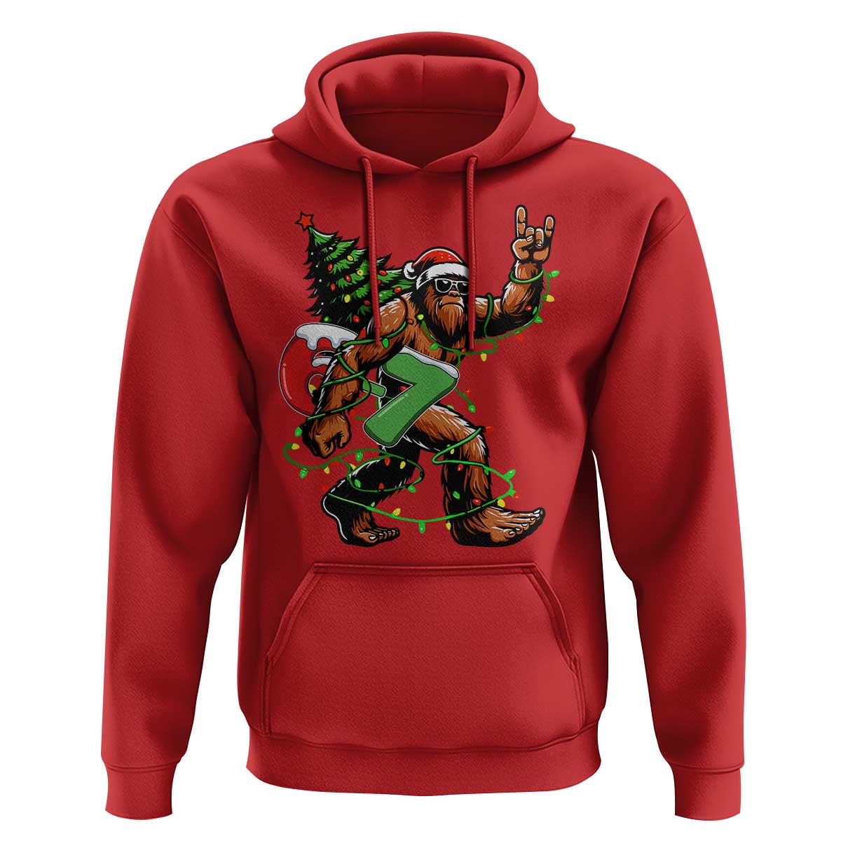 Funny Santa Bigfoot 67 Christmas Tree Xmas Lights Hoodie - Wonder Print Shop