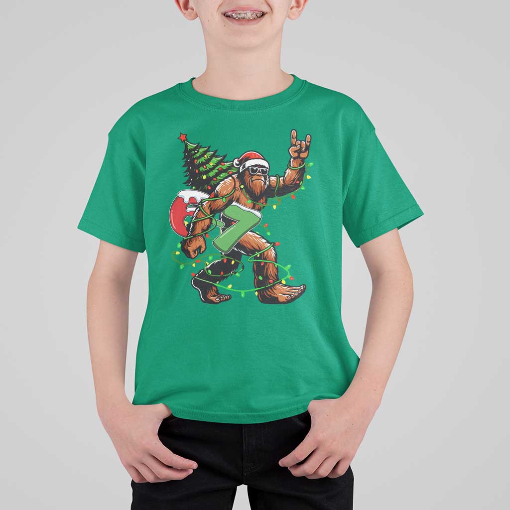 Funny Santa Bigfoot 67 Christmas Tree Xmas Lights T Shirt For Kid - Wonder Print Shop