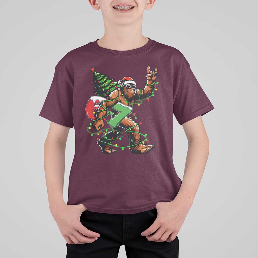 Funny Santa Bigfoot 67 Christmas Tree Xmas Lights T Shirt For Kid - Wonder Print Shop