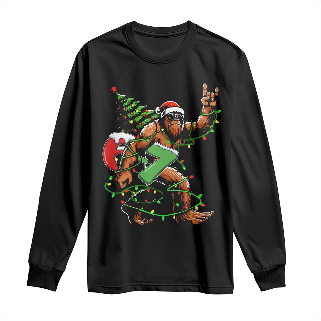 Funny Santa Bigfoot 67 Christmas Tree Xmas Lights Long Sleeve Shirt - Wonder Print Shop