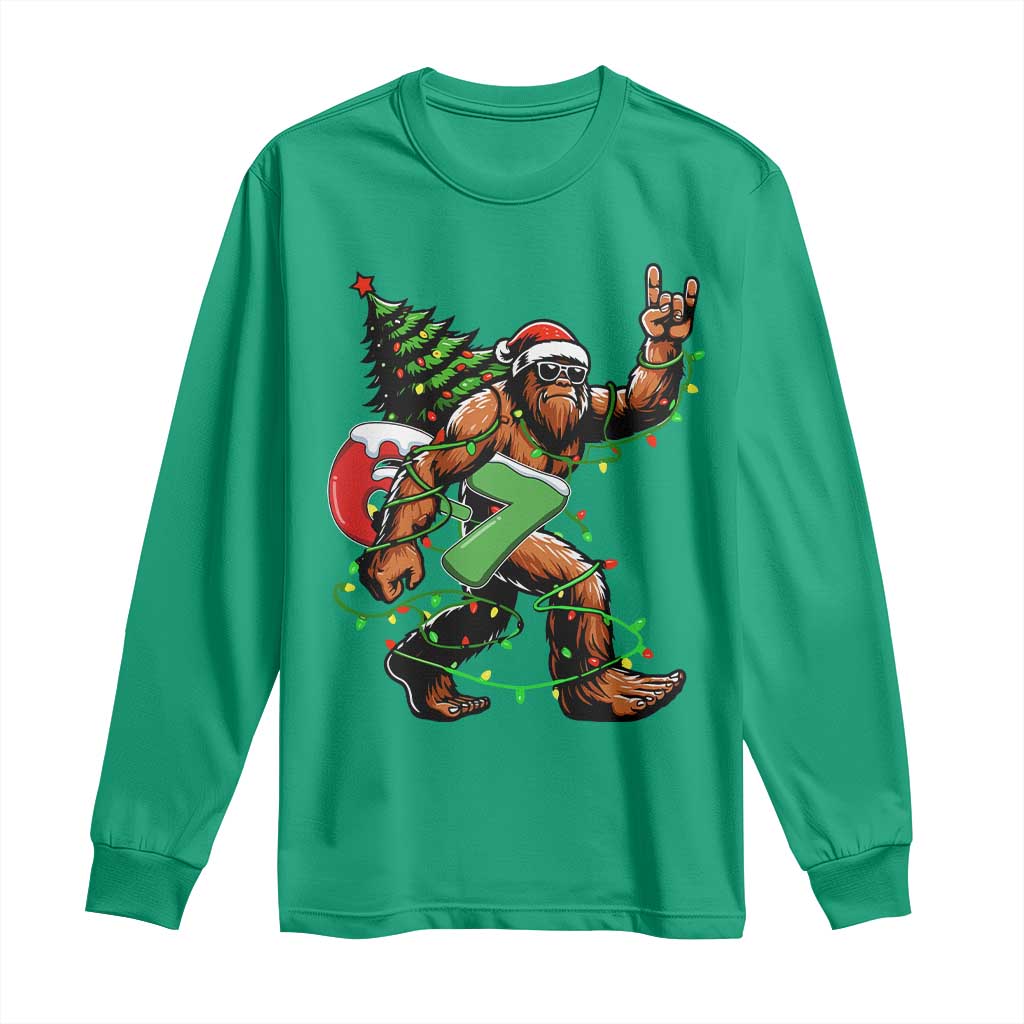 Funny Santa Bigfoot 67 Christmas Tree Xmas Lights Long Sleeve Shirt - Wonder Print Shop