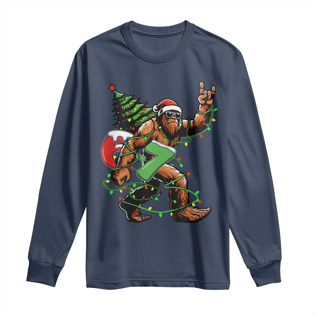 Funny Santa Bigfoot 67 Christmas Tree Xmas Lights Long Sleeve Shirt - Wonder Print Shop