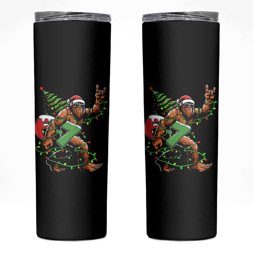 Funny Santa Bigfoot 67 Christmas Tree Xmas Lights Skinny Tumbler - Wonder Print Shop