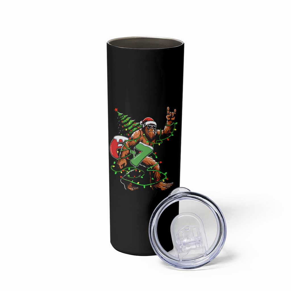 Funny Santa Bigfoot 67 Christmas Tree Xmas Lights Skinny Tumbler - Wonder Print Shop