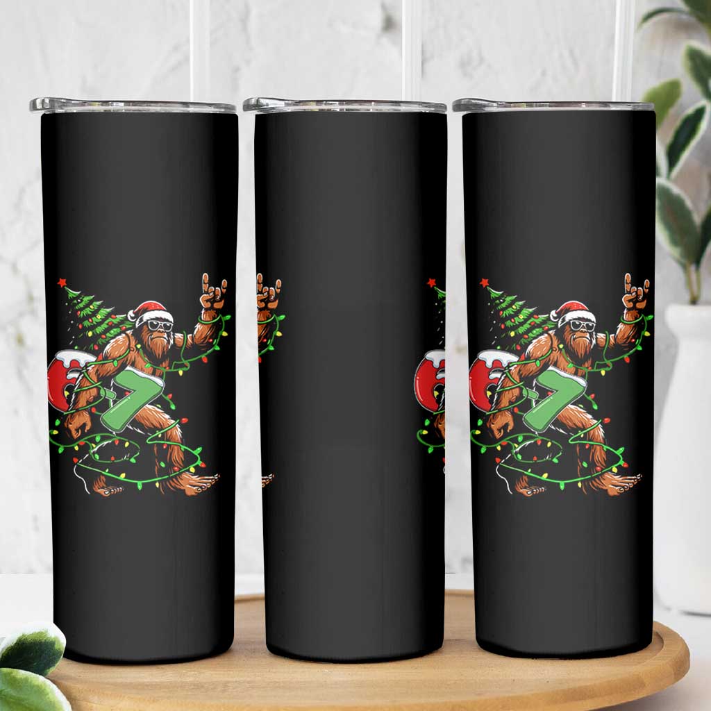 Funny Santa Bigfoot 67 Christmas Tree Xmas Lights Skinny Tumbler - Wonder Print Shop
