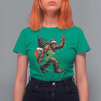 Funny Santa Bigfoot 67 Christmas Tree Xmas Lights T Shirt For Women - Wonder Print Shop