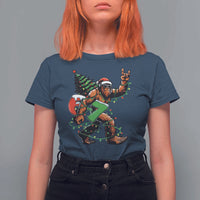 Funny Santa Bigfoot 67 Christmas Tree Xmas Lights T Shirt For Women - Wonder Print Shop