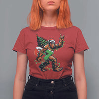 Funny Santa Bigfoot 67 Christmas Tree Xmas Lights T Shirt For Women - Wonder Print Shop