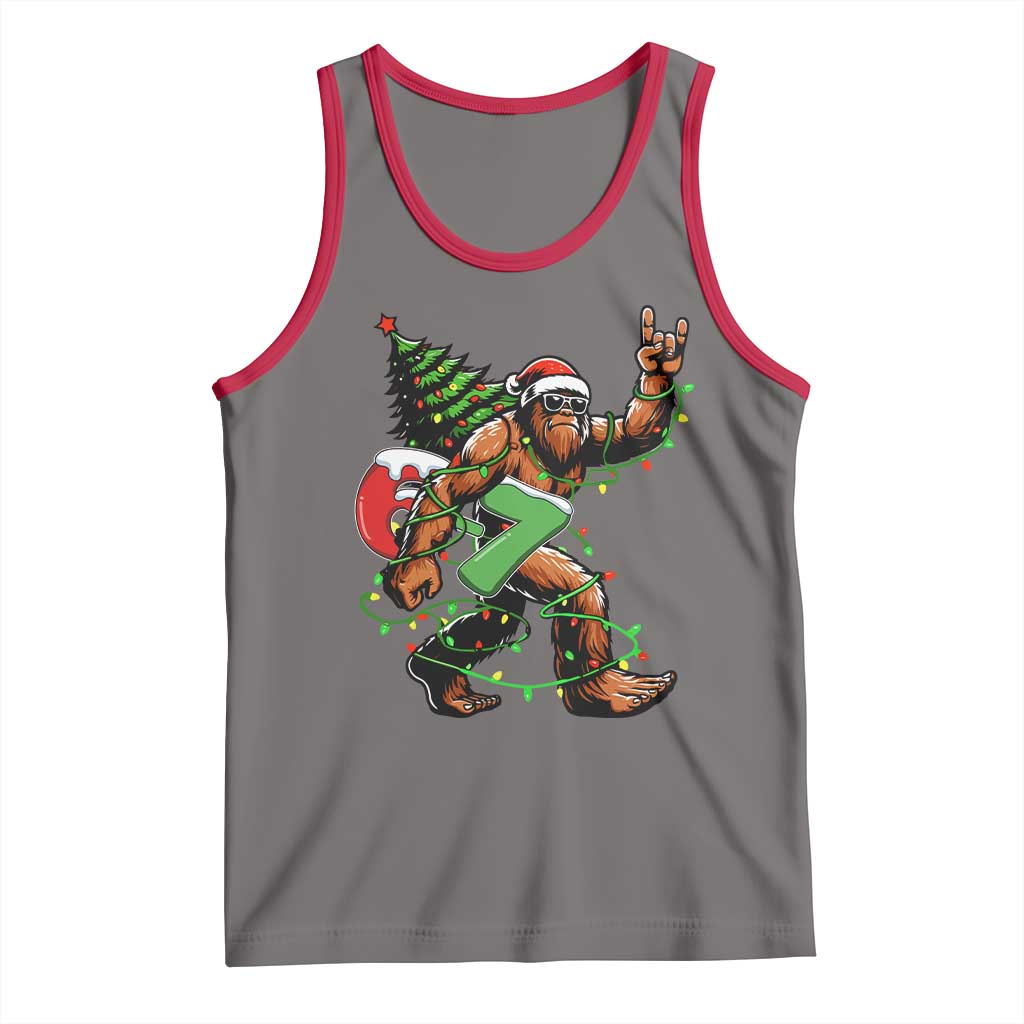 Funny Santa Bigfoot 67 Christmas Tree Xmas Lights Tank Top - Wonder Print Shop