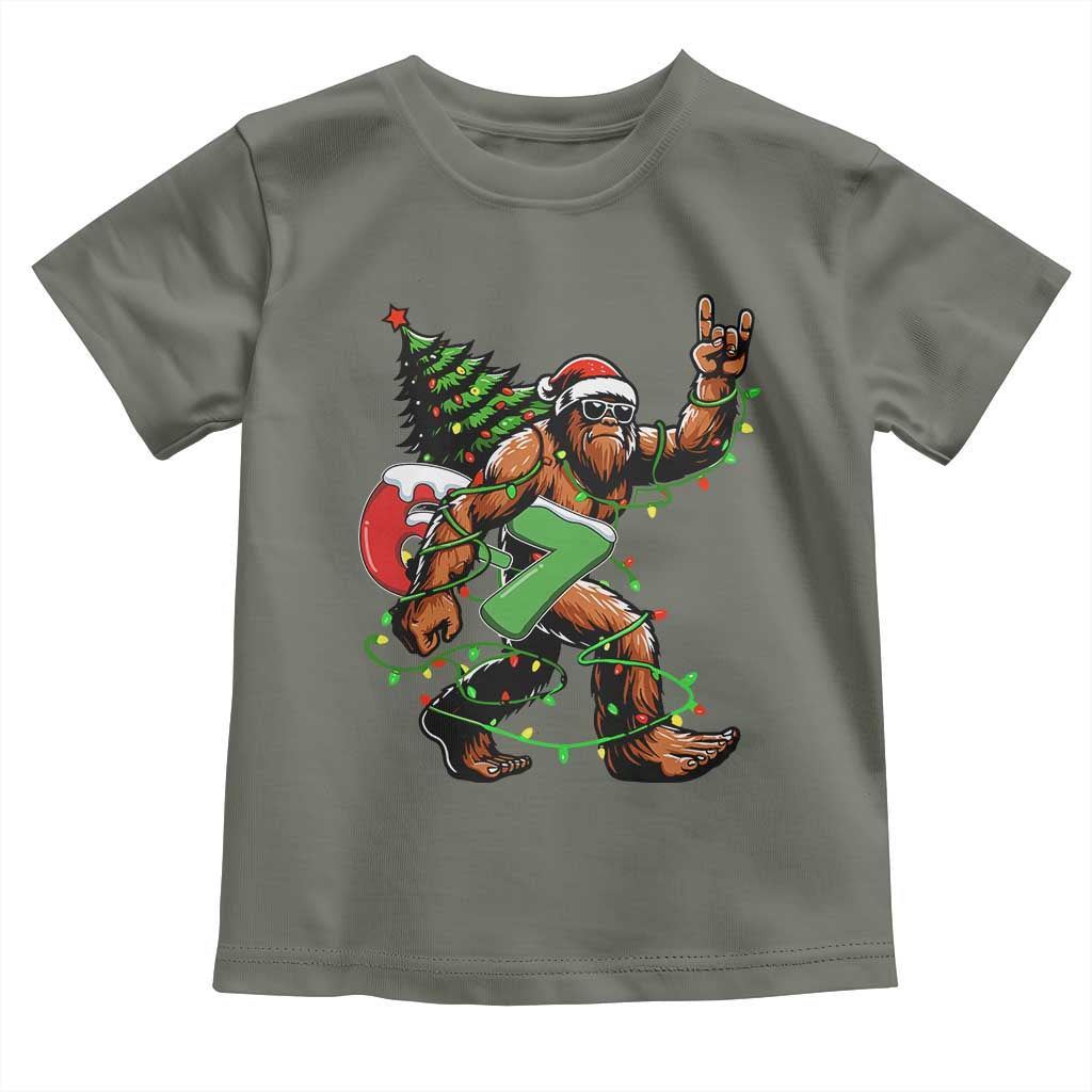 Funny Santa Bigfoot 67 Christmas Tree Xmas Lights Toddler T Shirt - Wonder Print Shop