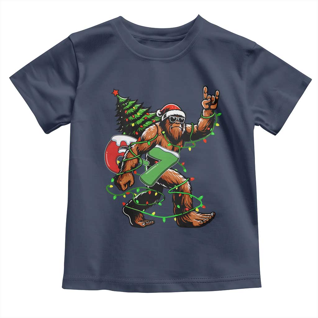 Funny Santa Bigfoot 67 Christmas Tree Xmas Lights Toddler T Shirt - Wonder Print Shop