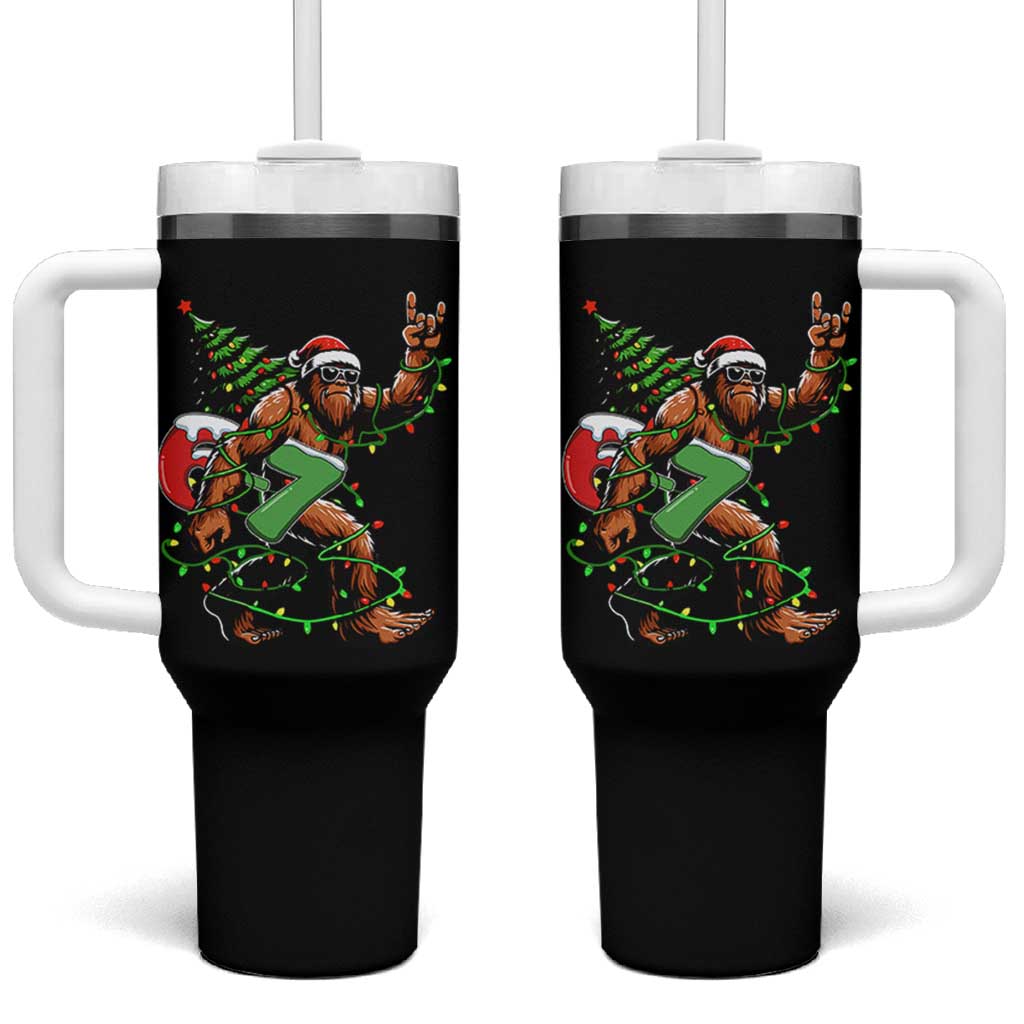 Funny Santa Bigfoot 67 Christmas Tree Xmas Lights Tumbler With Handle - Wonder Print Shop