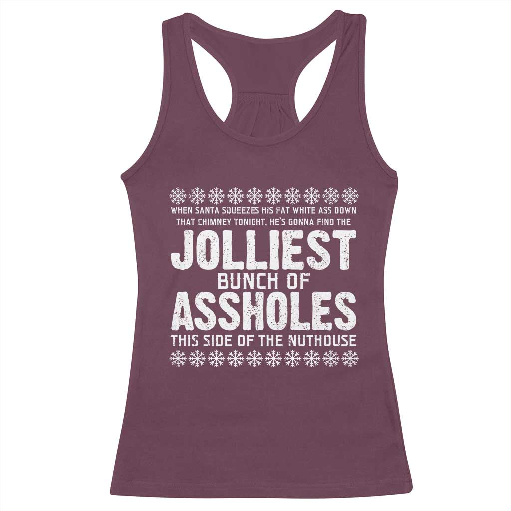 Funny Christmas Vacation Jolliest Bunch Of Assholes Racerback Tank Top Xmas Movie - Wonder Print Shop