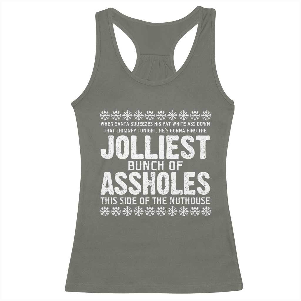 Funny Christmas Vacation Jolliest Bunch Of Assholes Racerback Tank Top Xmas Movie - Wonder Print Shop