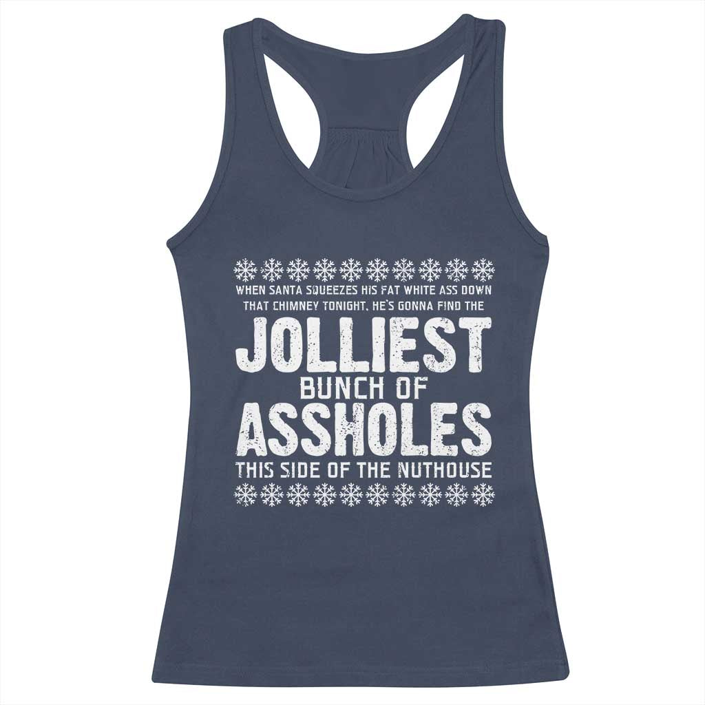 Funny Christmas Vacation Jolliest Bunch Of Assholes Racerback Tank Top Xmas Movie - Wonder Print Shop