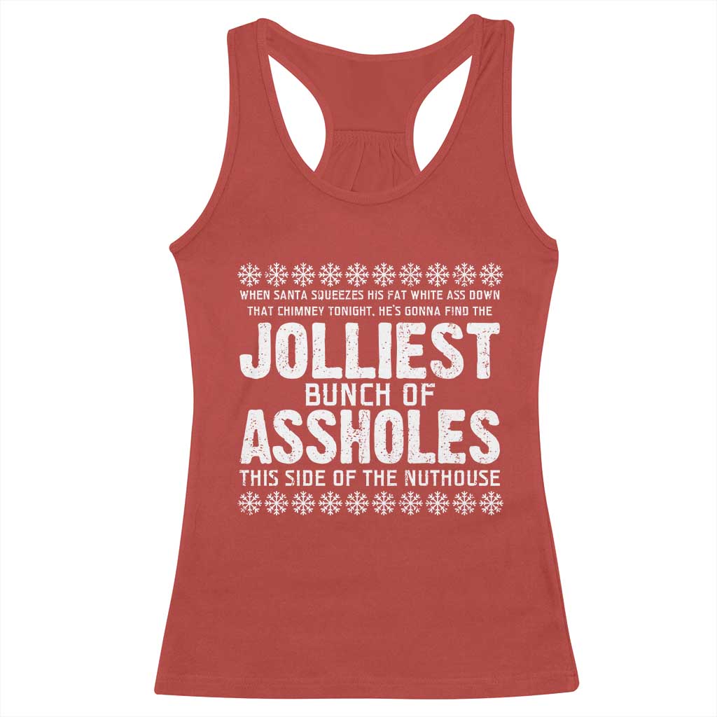 Funny Christmas Vacation Jolliest Bunch Of Assholes Racerback Tank Top Xmas Movie - Wonder Print Shop
