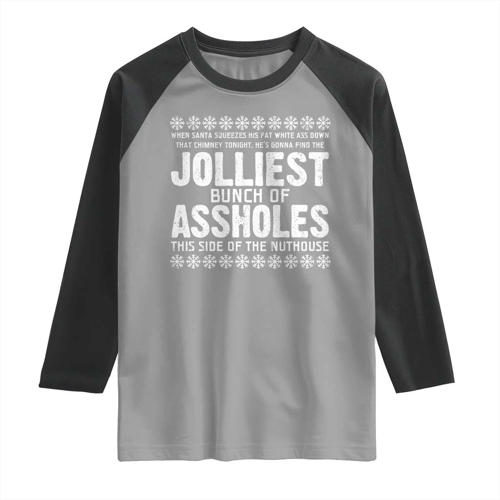 Funny Christmas Vacation Jolliest Bunch Of Assholes Raglan Shirt Xmas Movie - Wonder Print Shop