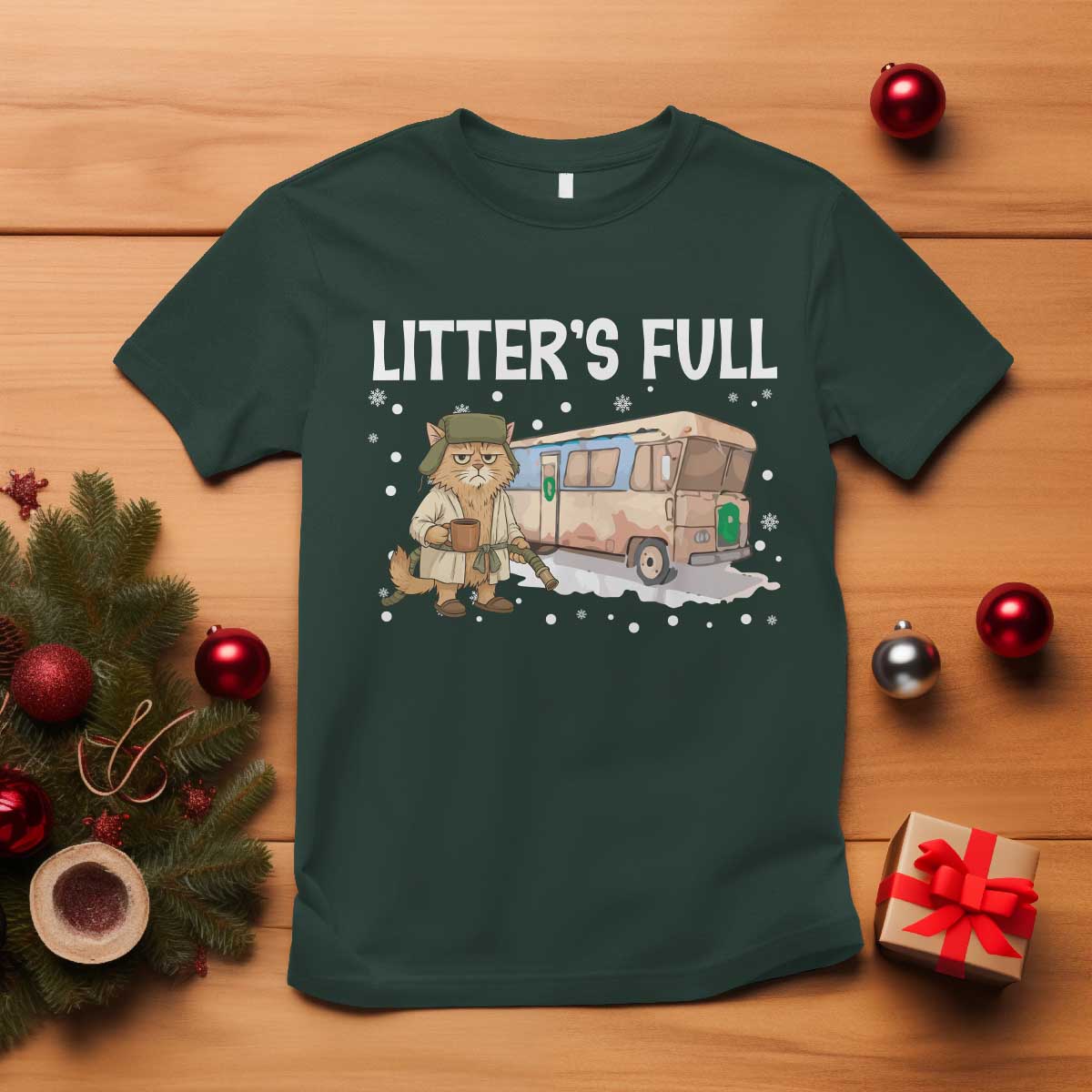 Funny Christmas Vacation Litter's Full Cat T Shirt Xmas Movie - Wonder Print Shop