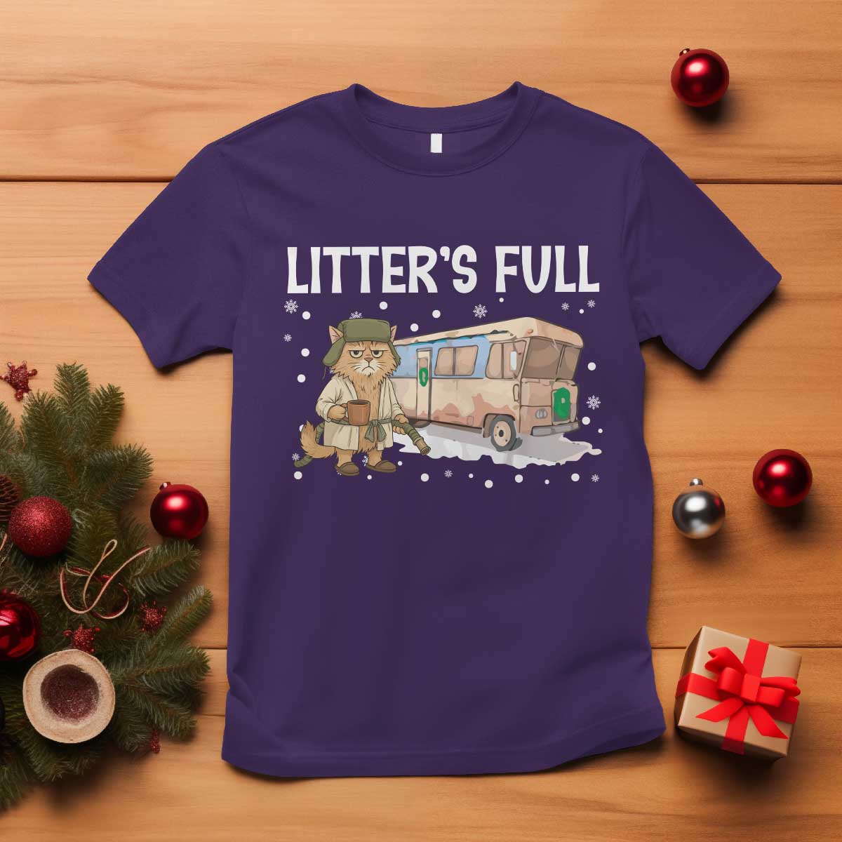Funny Christmas Vacation Litter's Full Cat T Shirt Xmas Movie - Wonder Print Shop
