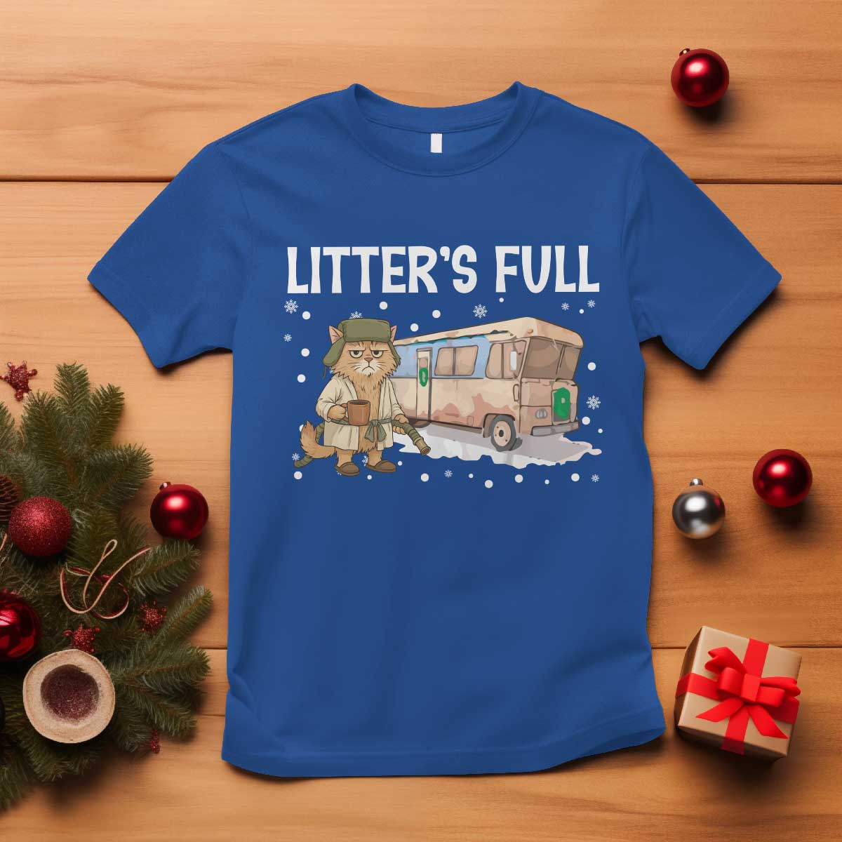 Funny Christmas Vacation Litter's Full Cat T Shirt Xmas Movie - Wonder Print Shop