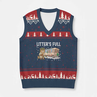 Funny Xmas Vacation Litter's Full Cat V-Neck Knit Sweater Vest Xmas Movie - Wonder Print Shop