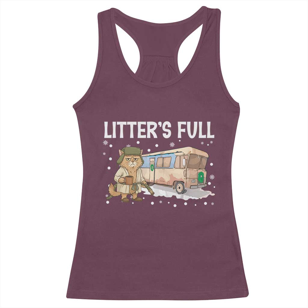 Funny Christmas Vacation Litter's Full Cat Racerback Tank Top Xmas Movie - Wonder Print Shop