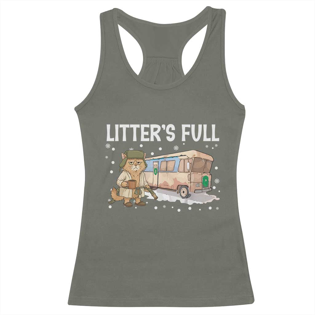 Funny Christmas Vacation Litter's Full Cat Racerback Tank Top Xmas Movie - Wonder Print Shop
