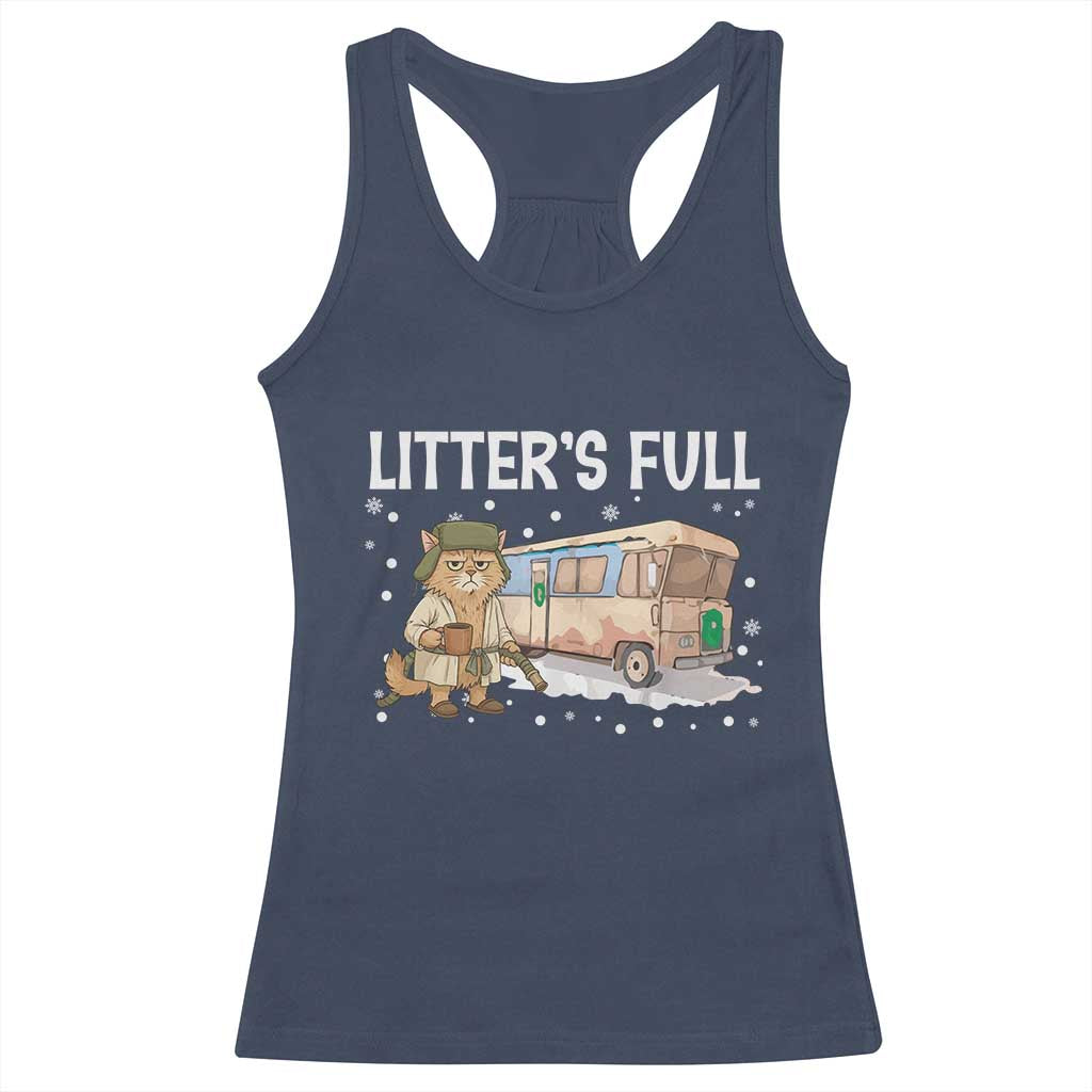 Funny Christmas Vacation Litter's Full Cat Racerback Tank Top Xmas Movie - Wonder Print Shop