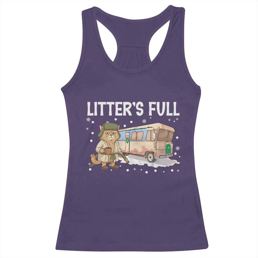 Funny Christmas Vacation Litter's Full Cat Racerback Tank Top Xmas Movie - Wonder Print Shop