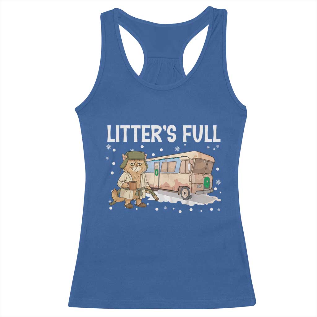 Funny Christmas Vacation Litter's Full Cat Racerback Tank Top Xmas Movie - Wonder Print Shop