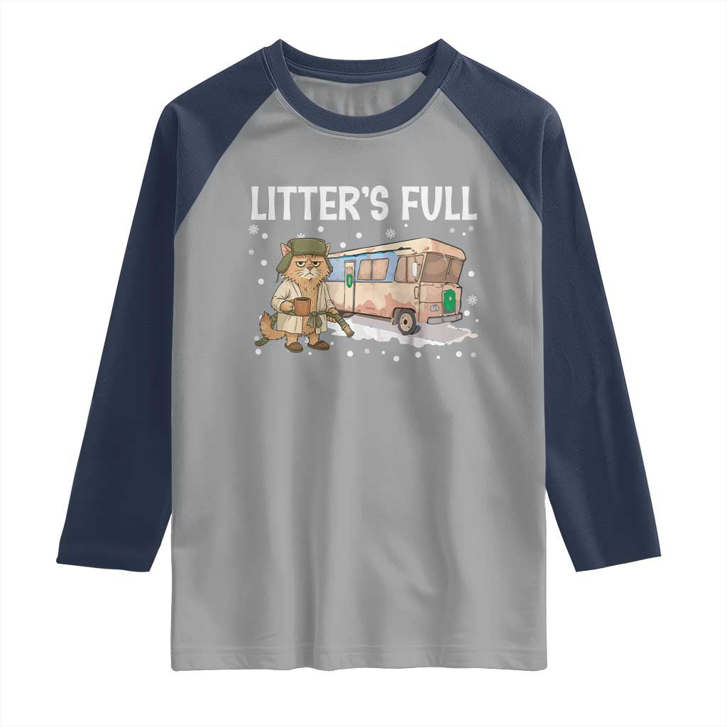 Funny Christmas Vacation Litter's Full Cat Raglan Shirt Xmas Movie - Wonder Print Shop