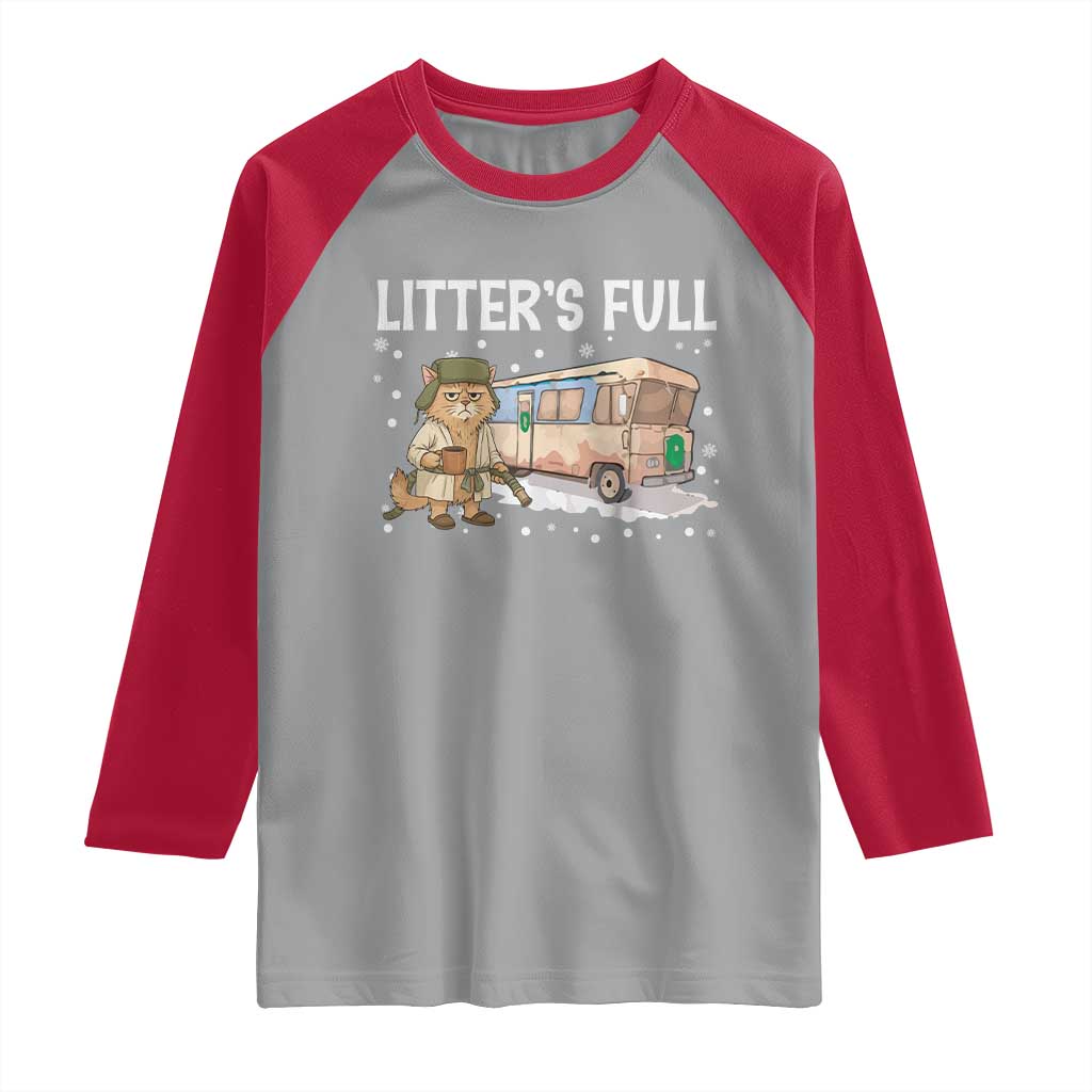 Funny Christmas Vacation Litter's Full Cat Raglan Shirt Xmas Movie - Wonder Print Shop