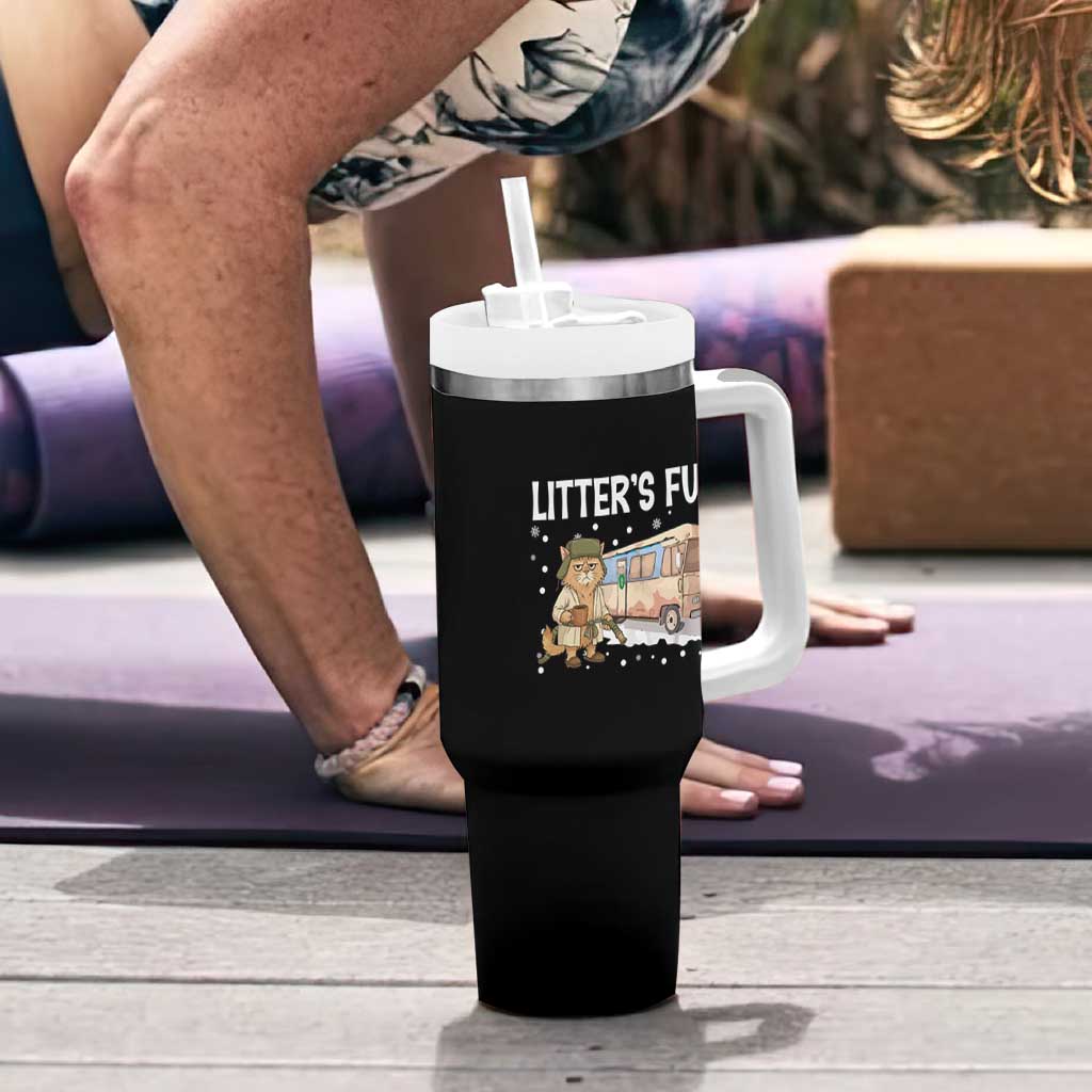 Funny Christmas Vacation Litter's Full Cat Tumbler With Handle Xmas Movie - Wonder Print Shop