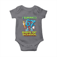 Funny I Survived 67 Days Of School Baby Onesie Six Seven Meme Pixel Game Gen Alpha - Wonder Print Shop
