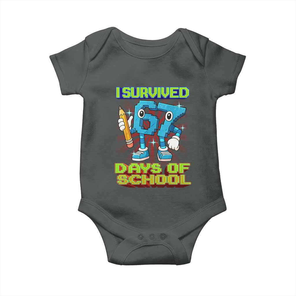 Funny I Survived 67 Days Of School Baby Onesie Six Seven Meme Pixel Game Gen Alpha - Wonder Print Shop