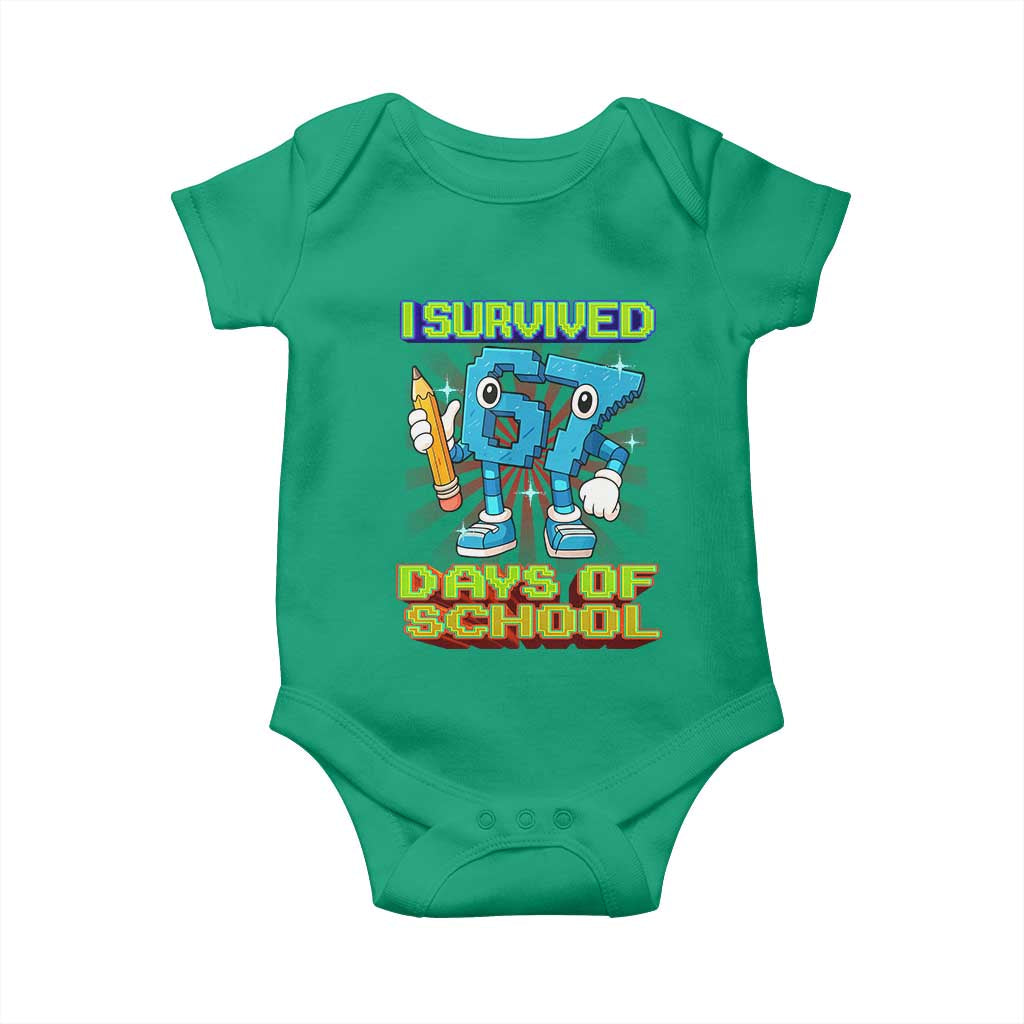 Funny I Survived 67 Days Of School Baby Onesie Six Seven Meme Pixel Game Gen Alpha - Wonder Print Shop