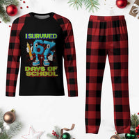 Funny I Survived 67 Days Of School Plaid Pajama Set Six Seven Meme Pixel Game Gen Alpha - Wonder Print Shop